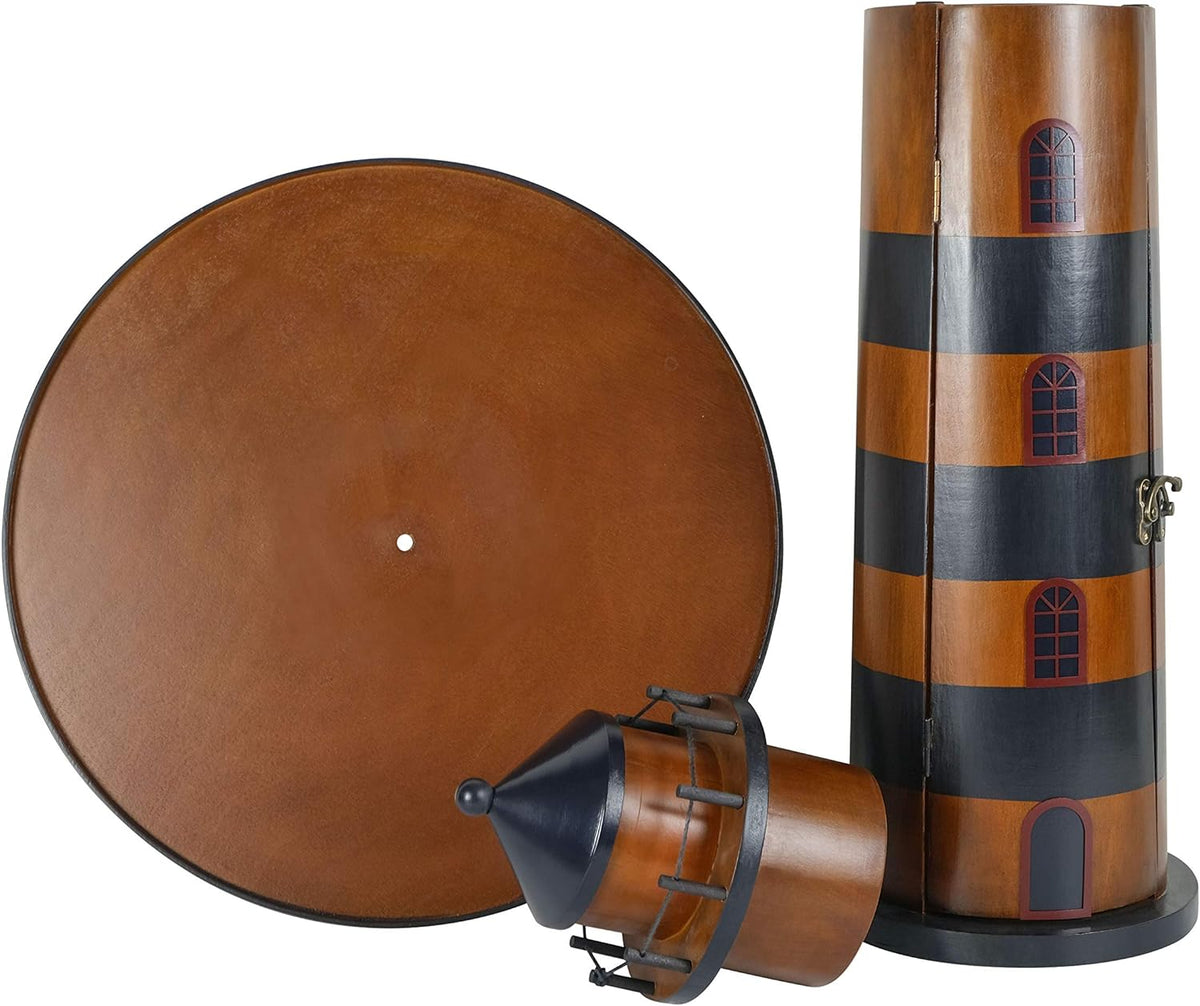 Wooden Lighthouse Beach Round Bar Table with Storage I577721