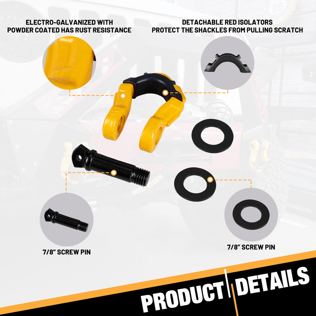 4"x 30FT Tow Strap Recovery Kit with 3/4" D-Ring Shackles and Bag H1532