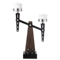 Industrial Style Wood and Metal Candle Holder with Candles C6492