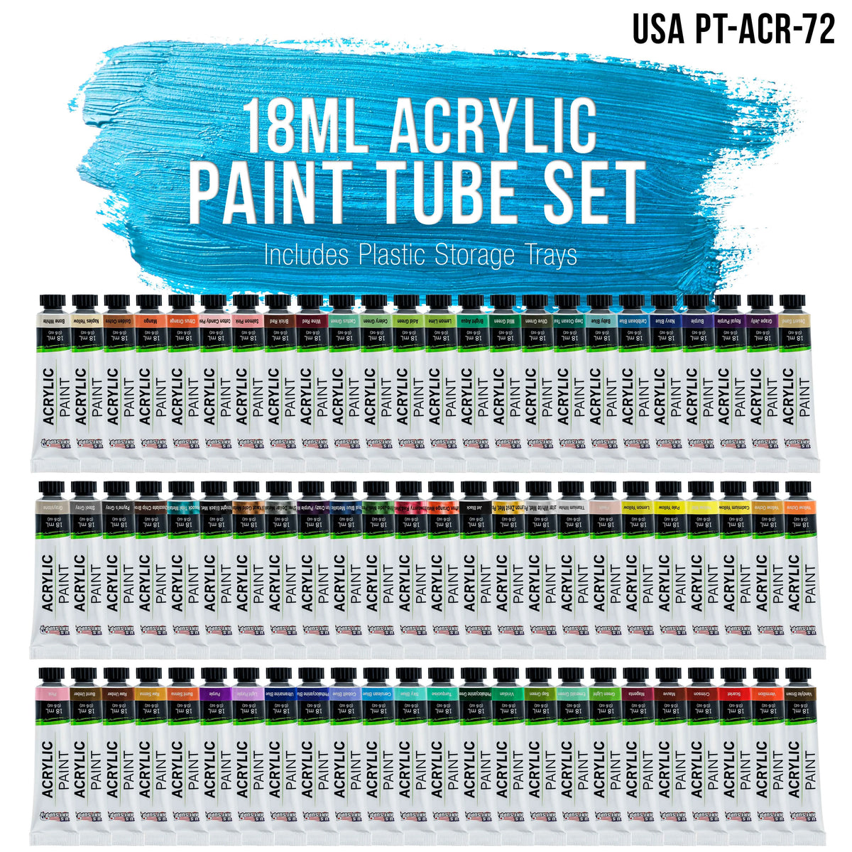 72 Color Set of Acrylic Paint in 18ml Tubes E345796
