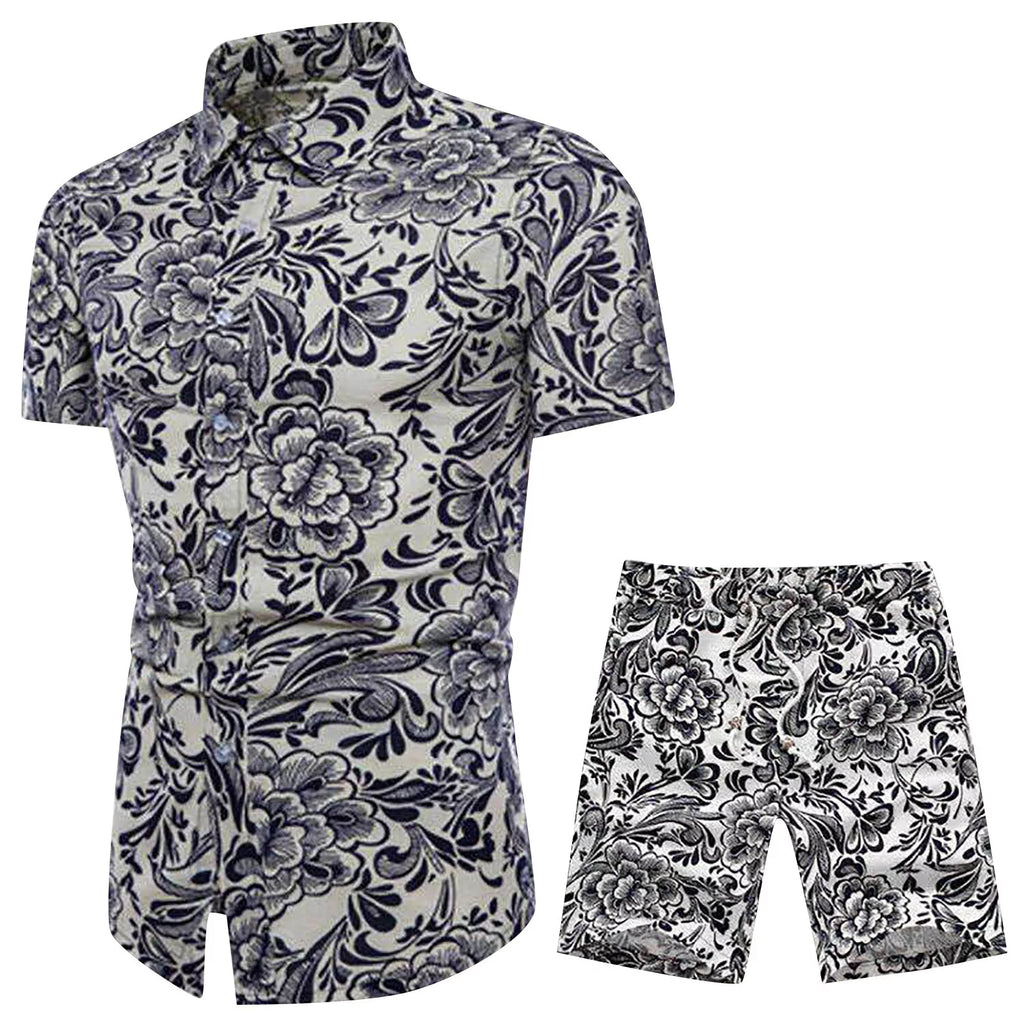 Floral Hawaiian Shirt and Shorts 2 Piece Set D713048