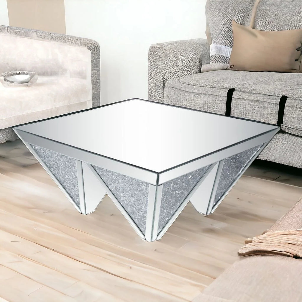 37" Mirrored Manufactured Wood Square Coffee Table H539402