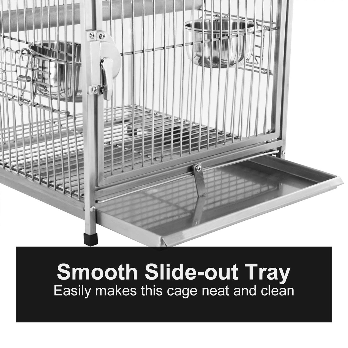Stainless Steel Parrot Travel Cage Bird Cage Carrier with Handle Perch L528