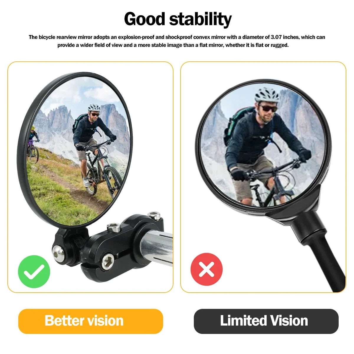 2Pcs Adjustable Foldable Bicycle Handlebar Rearview Mirrors L565753