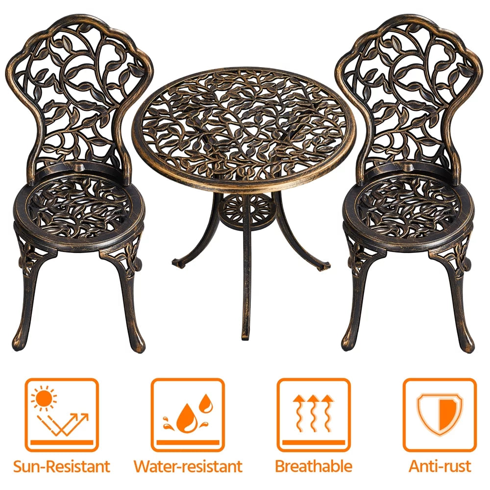 3-Piece Cast Aluminum Patio Bistro Table Set U9985