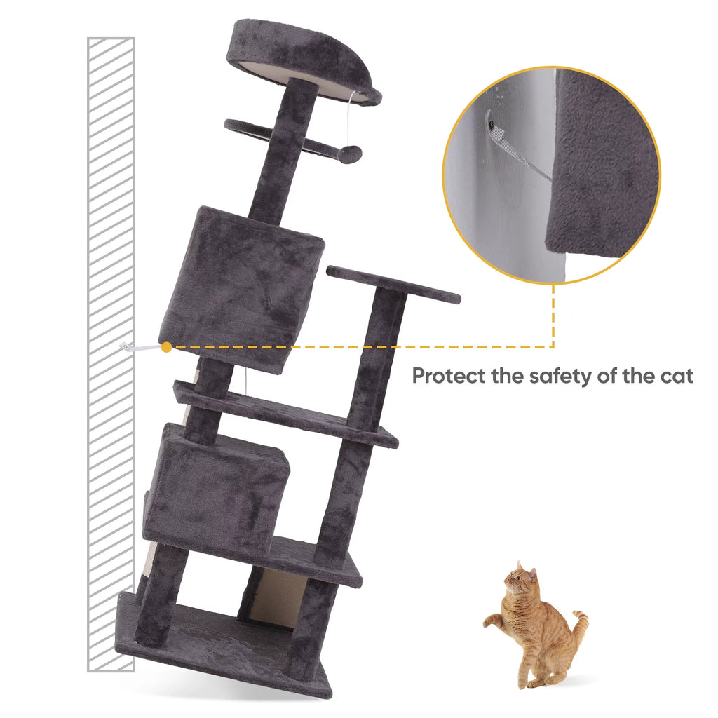 55-in Dark Gray Cat Tree & Scratching Post Tower Q492969