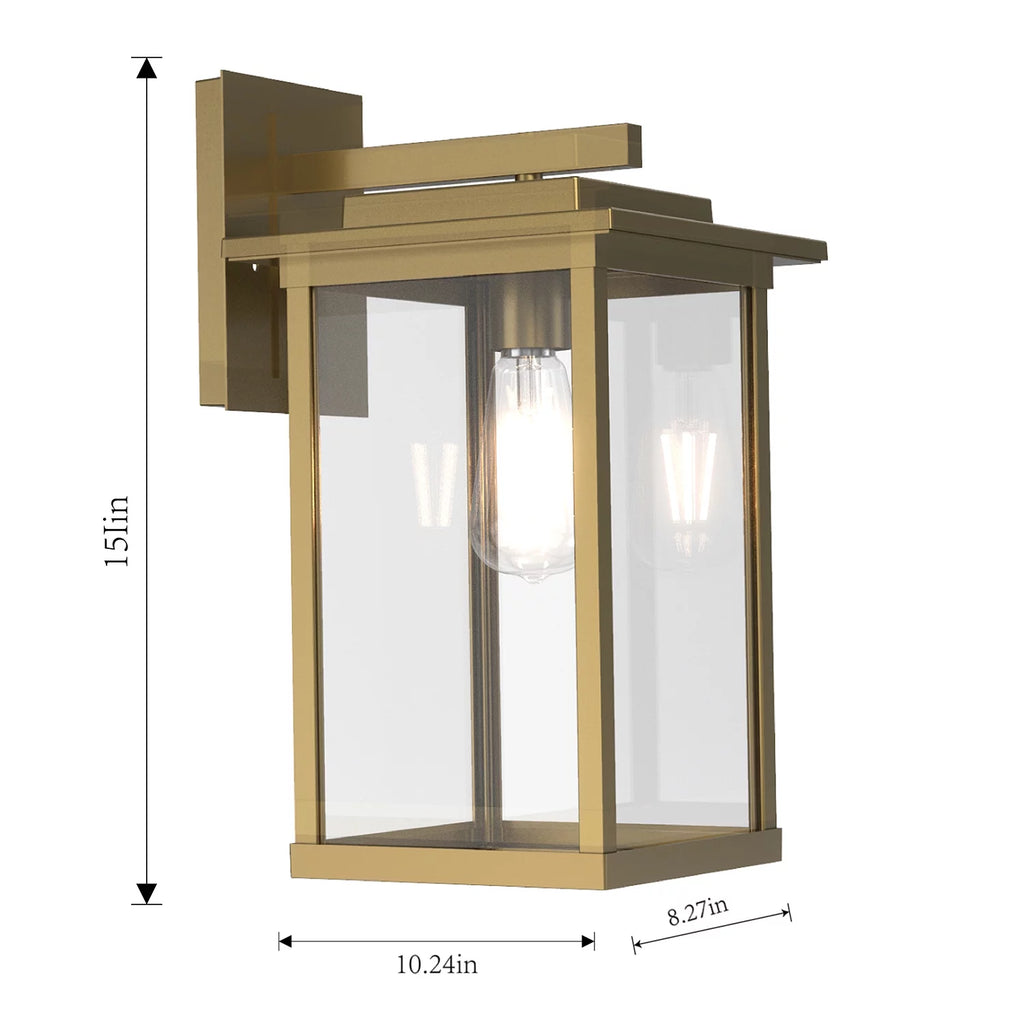 15" Brass Finish Clear Glass Outdoor Wall Light Y151845