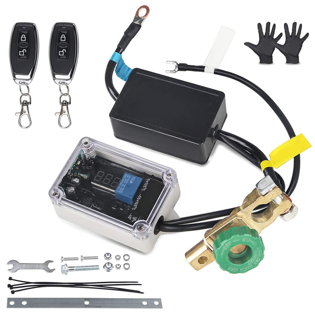 DC12V Wireless Remote Control Battery Disconnect Switch with LED Digital Voltmeter Q85824