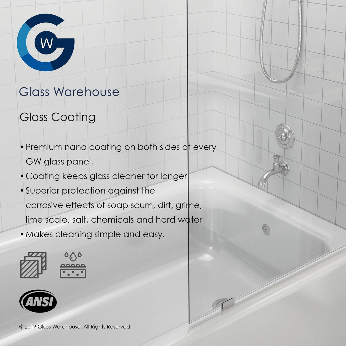 Frameless Fixed Shower Door in Gold Z370602