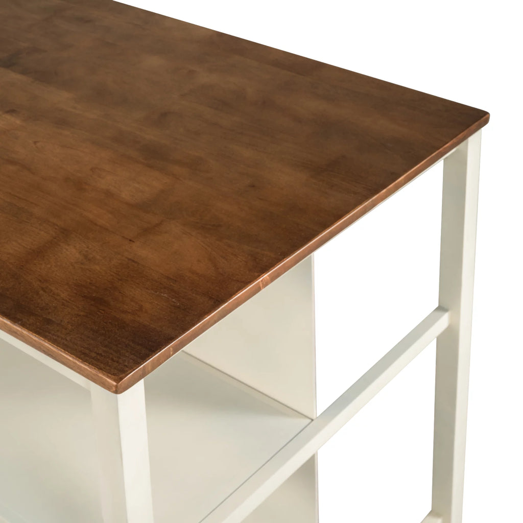 Solid Wood Kitchen Island with 2 Open Shelves H1698