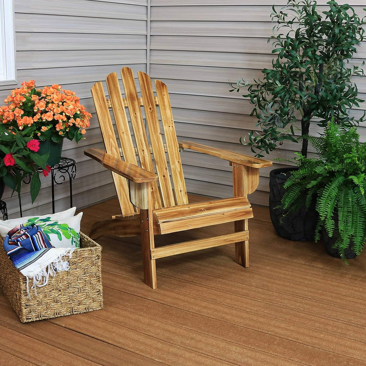 Natural Fir Wood Adirondack Chair H3872