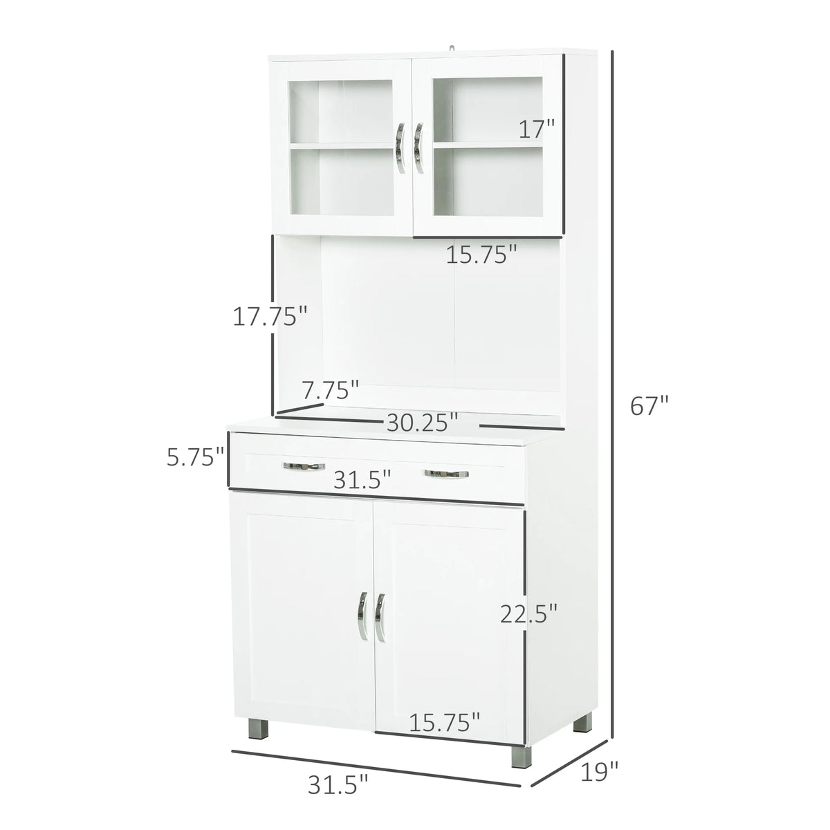 67" White Buffet with Hutch J74736