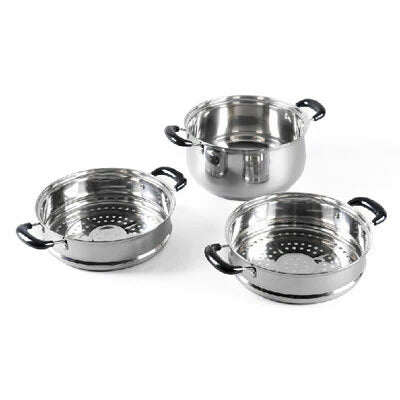 Stainless-Steel Steamer 3-Layers 2-Trays 30cm L64272