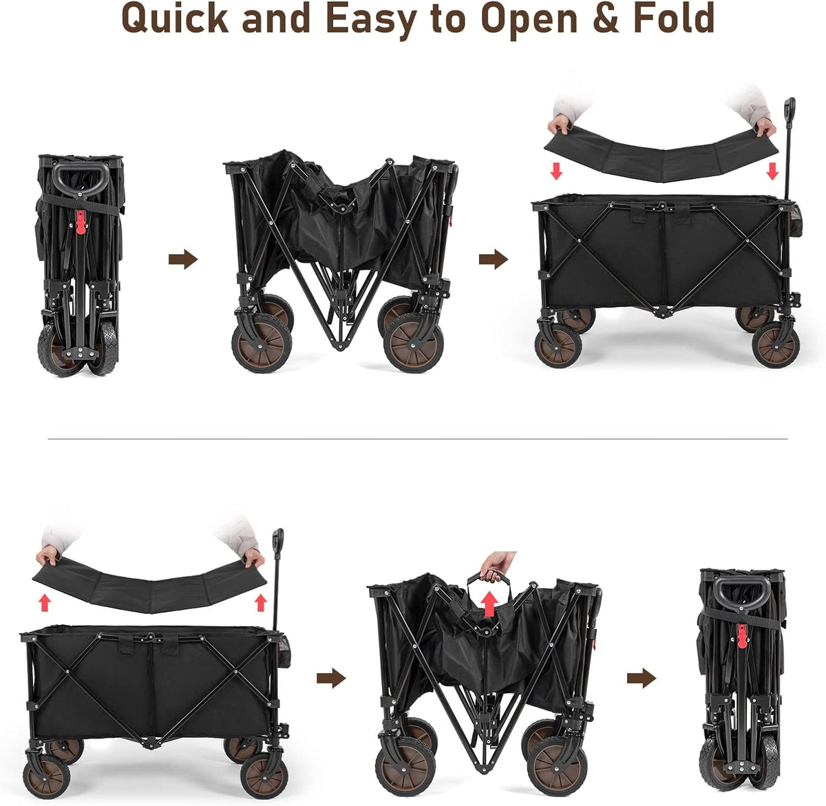 Heavy Duty Collapsible Folding Wagon Utility Cart with Universal Wheels & Adjustable Handle T130424