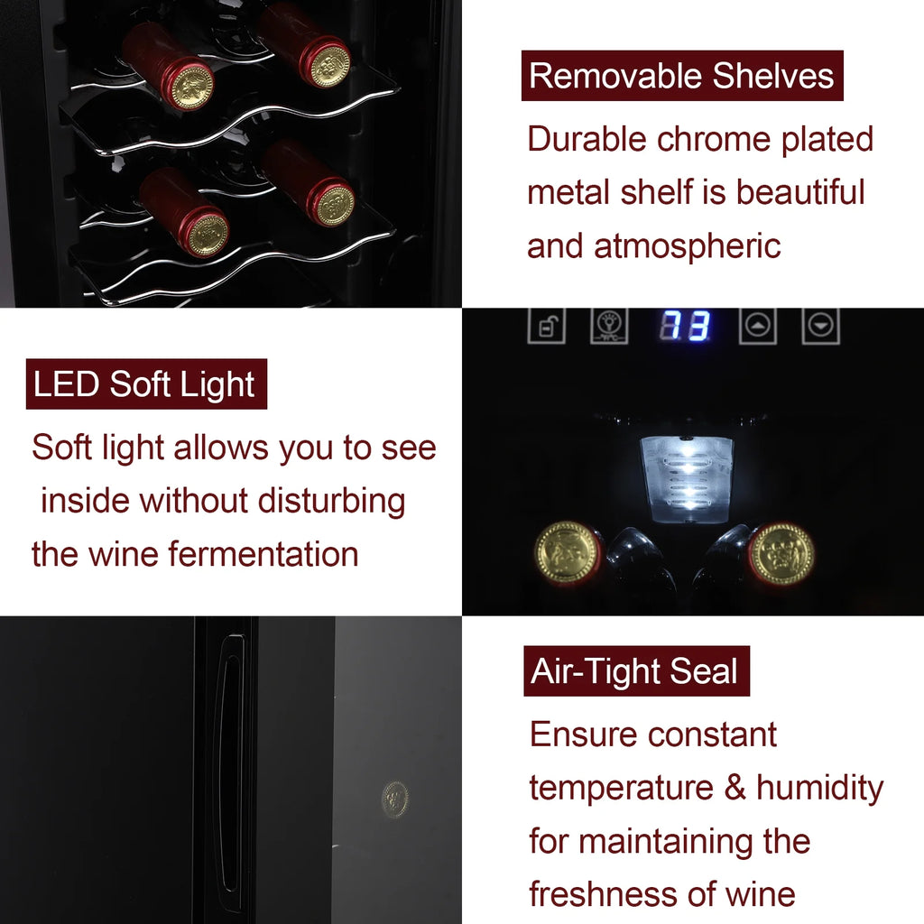 115V 85W 1.2cu.ft/34l Electronic Wine Cabinet with Transparent Glass Door E41342