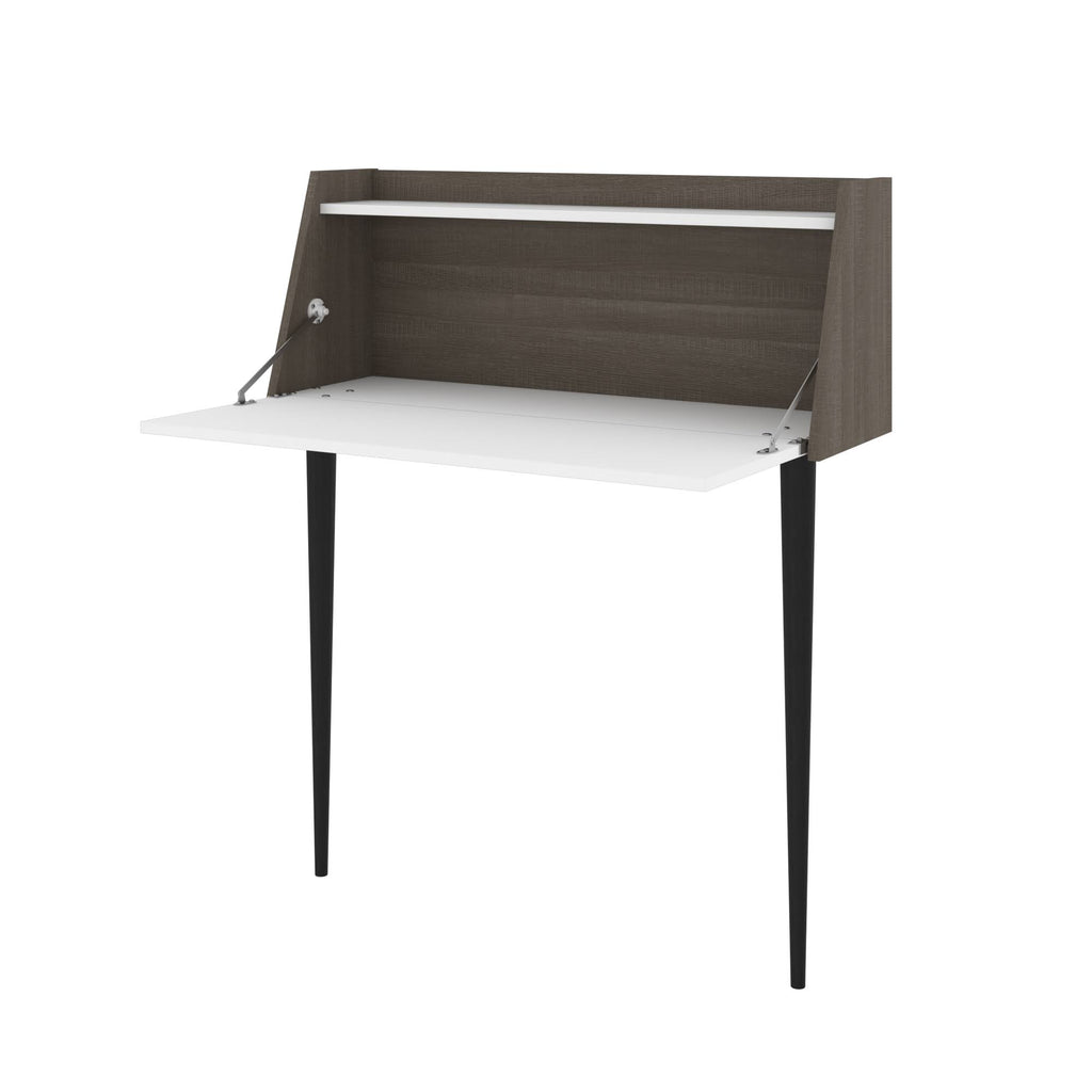 Secretary Desk in White and Bark Grey H781