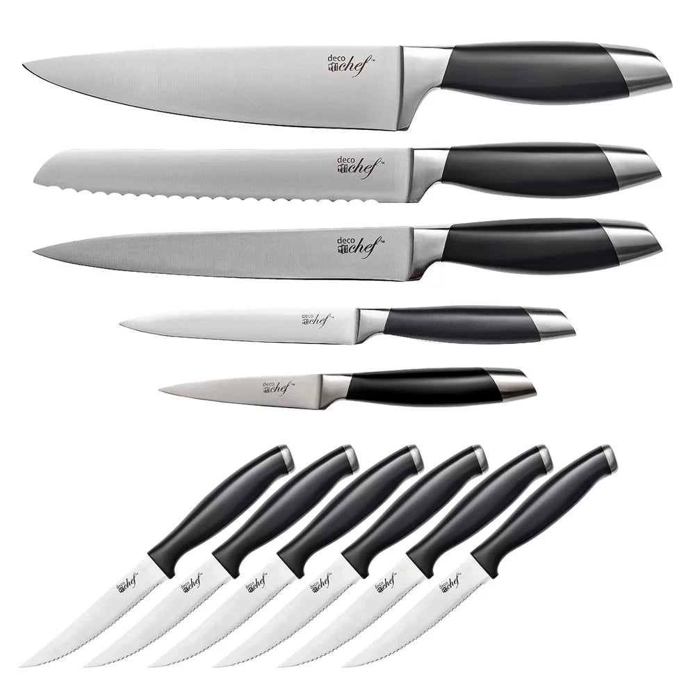 11 Pc Non Stick Cookware Set and 12 Piece Stainless Steel Knife Set O911