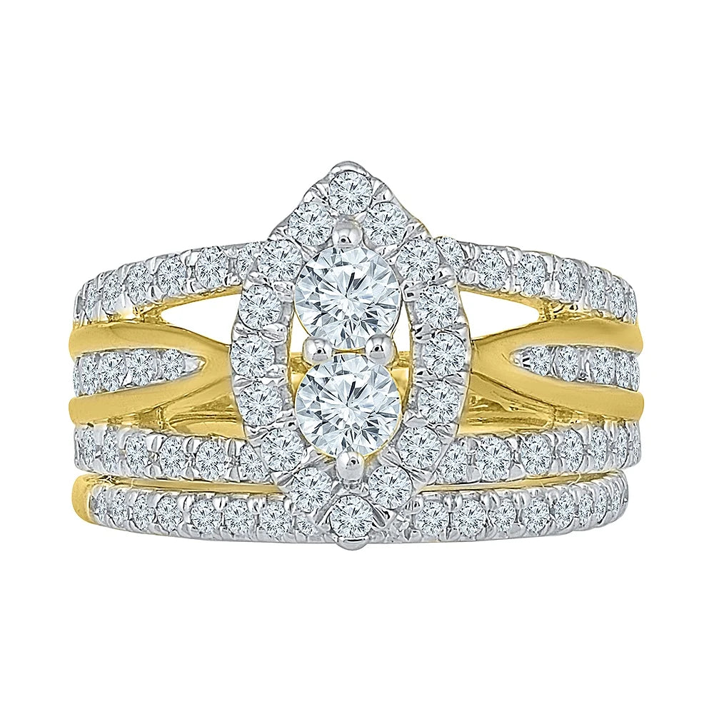 10KT Yellow Gold Two Stone White Round Diamond Ring (2.00 CTTW) T924