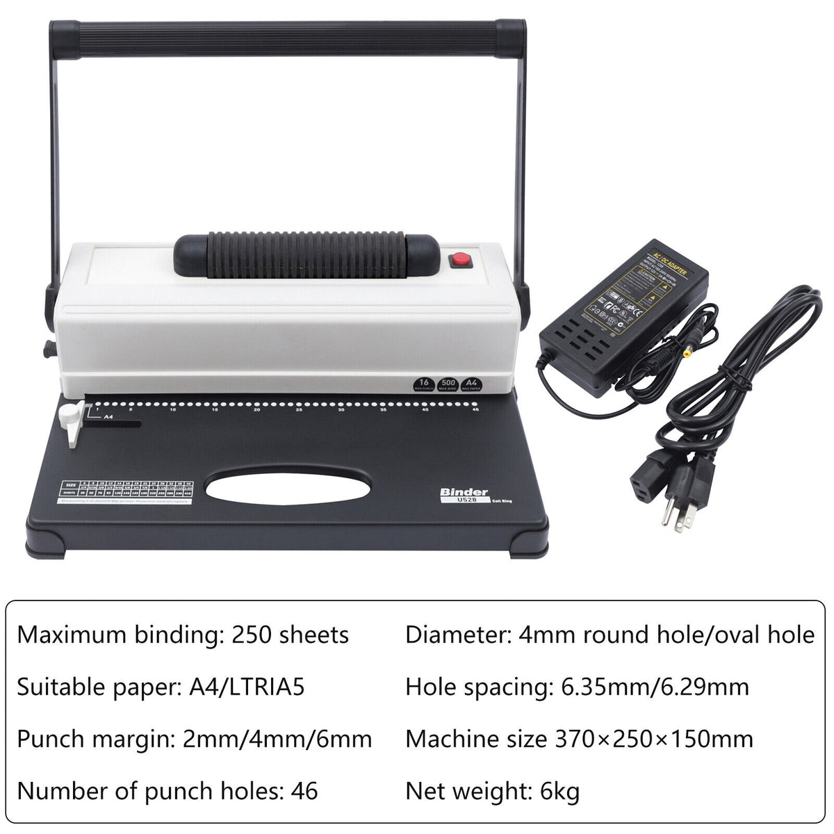 46 Holes Manual Coil Binding Machine with Electric Coil Inserter G544
