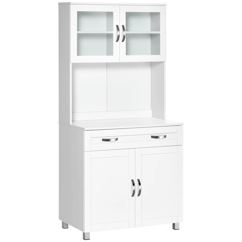 67" White Buffet with Hutch J74736