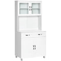 67" White Buffet with Hutch J74736
