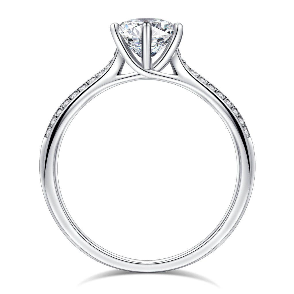 925 Sterling Silver Six-Prong Round Cut Engagement Ring S411144