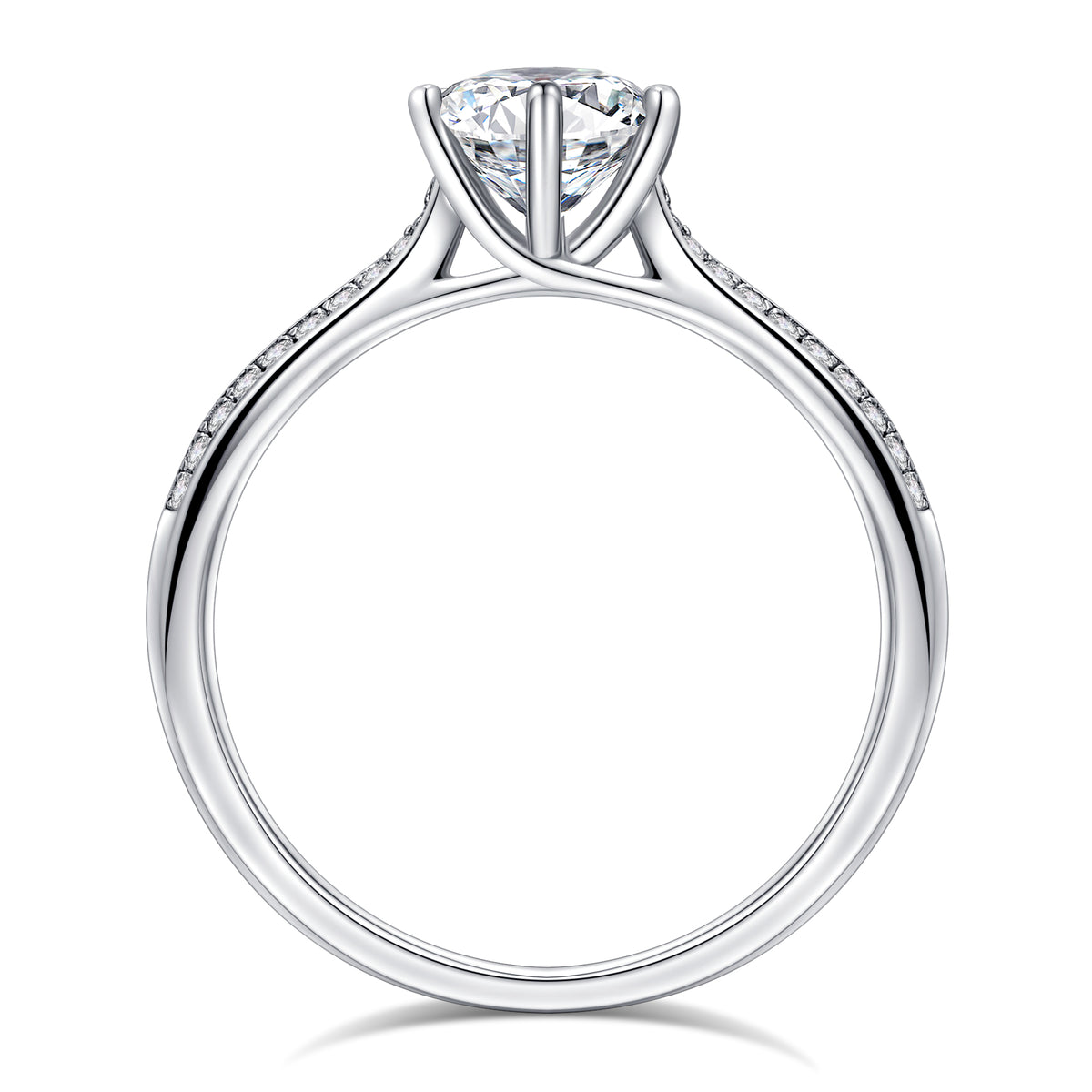 925 Sterling Silver Six-Prong Round Cut Engagement Ring S411144