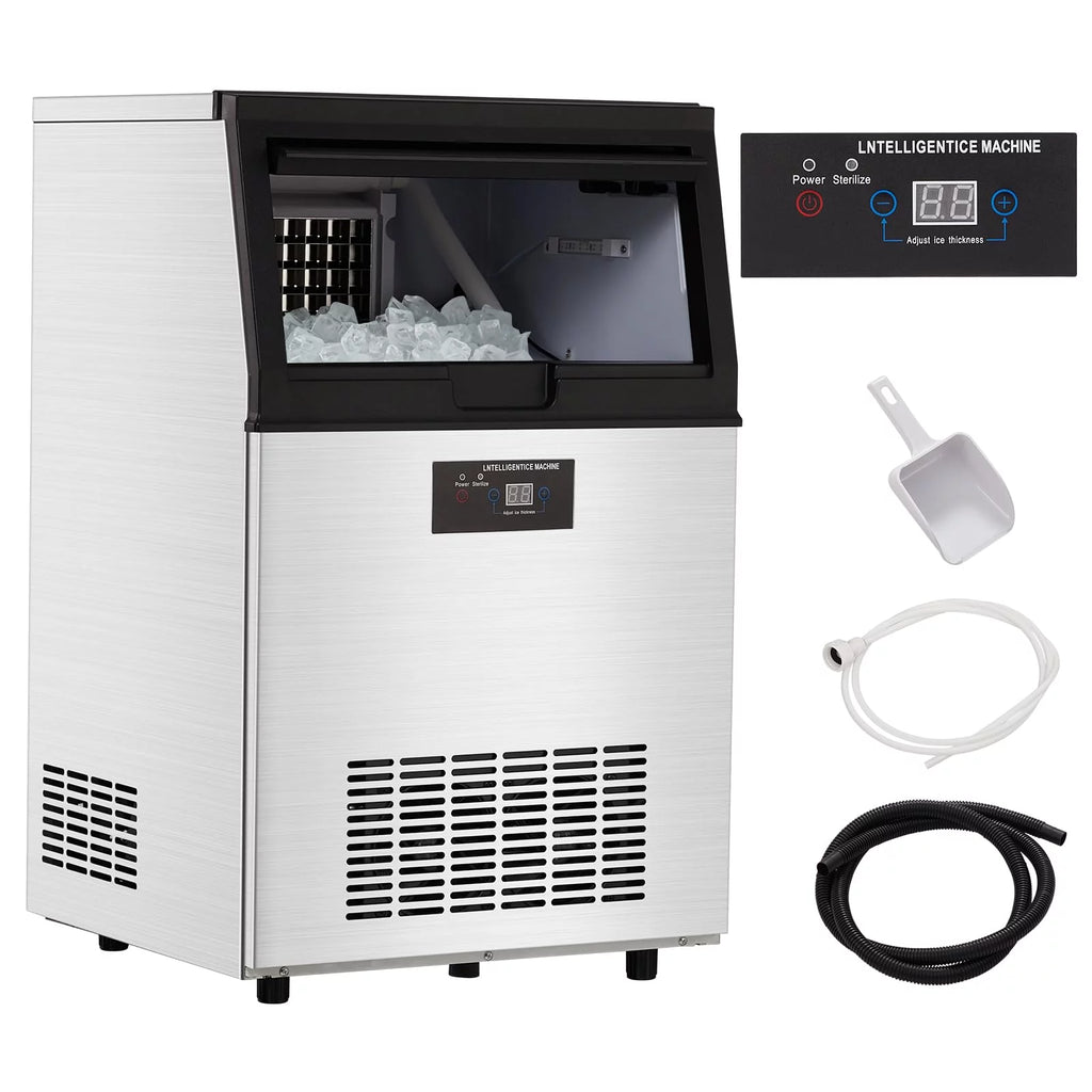 Commercial Stainless Steel Ice Maker with 44lbs Ice Storage Y367