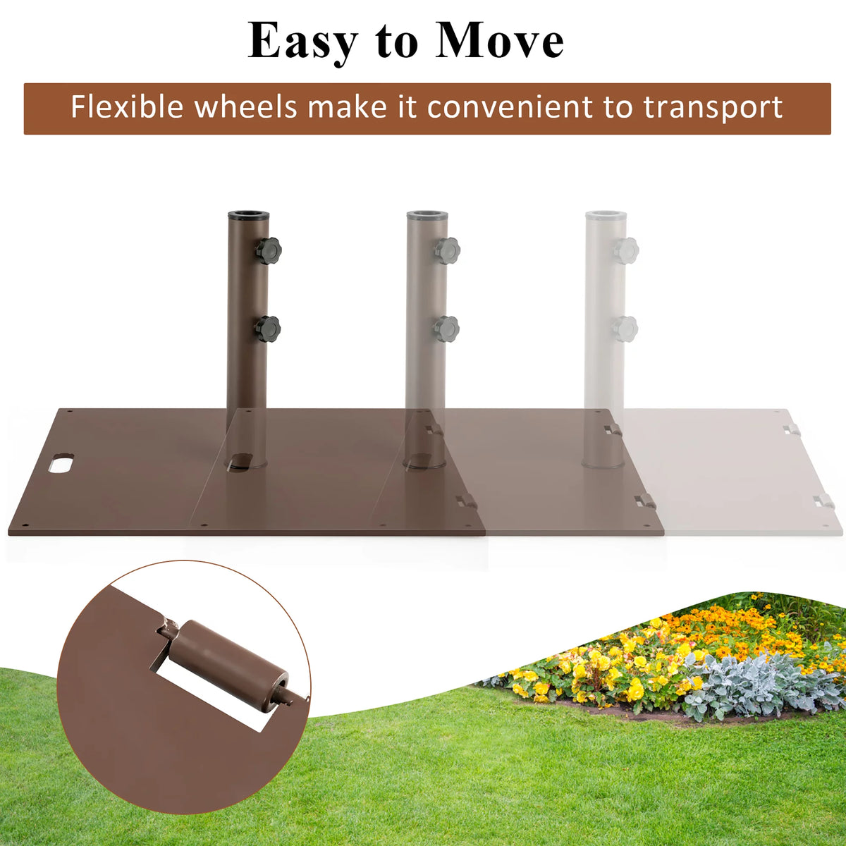 50LBS Patio Square Umbrella Base Stand with Wheels T603