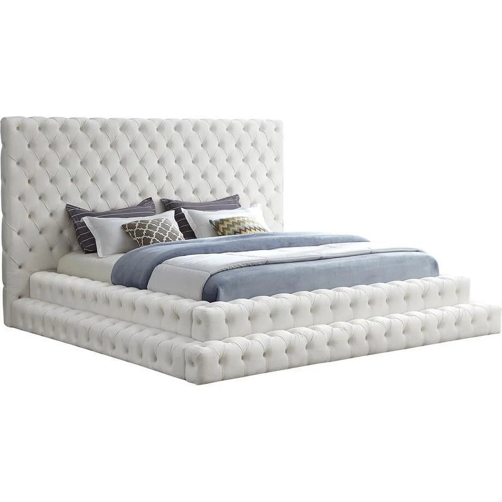 Cream Velvet King Bed N545672