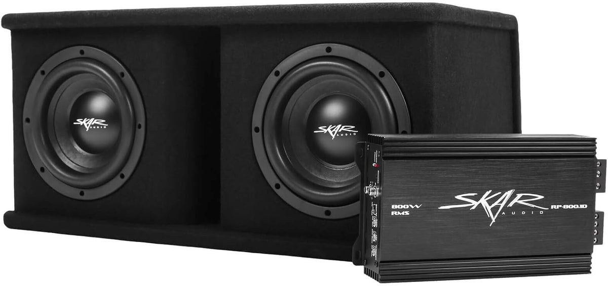 Dual 8" 1,400 Watt Subwoofer Bass Package with Loaded Enclosure and Amplifier W225743