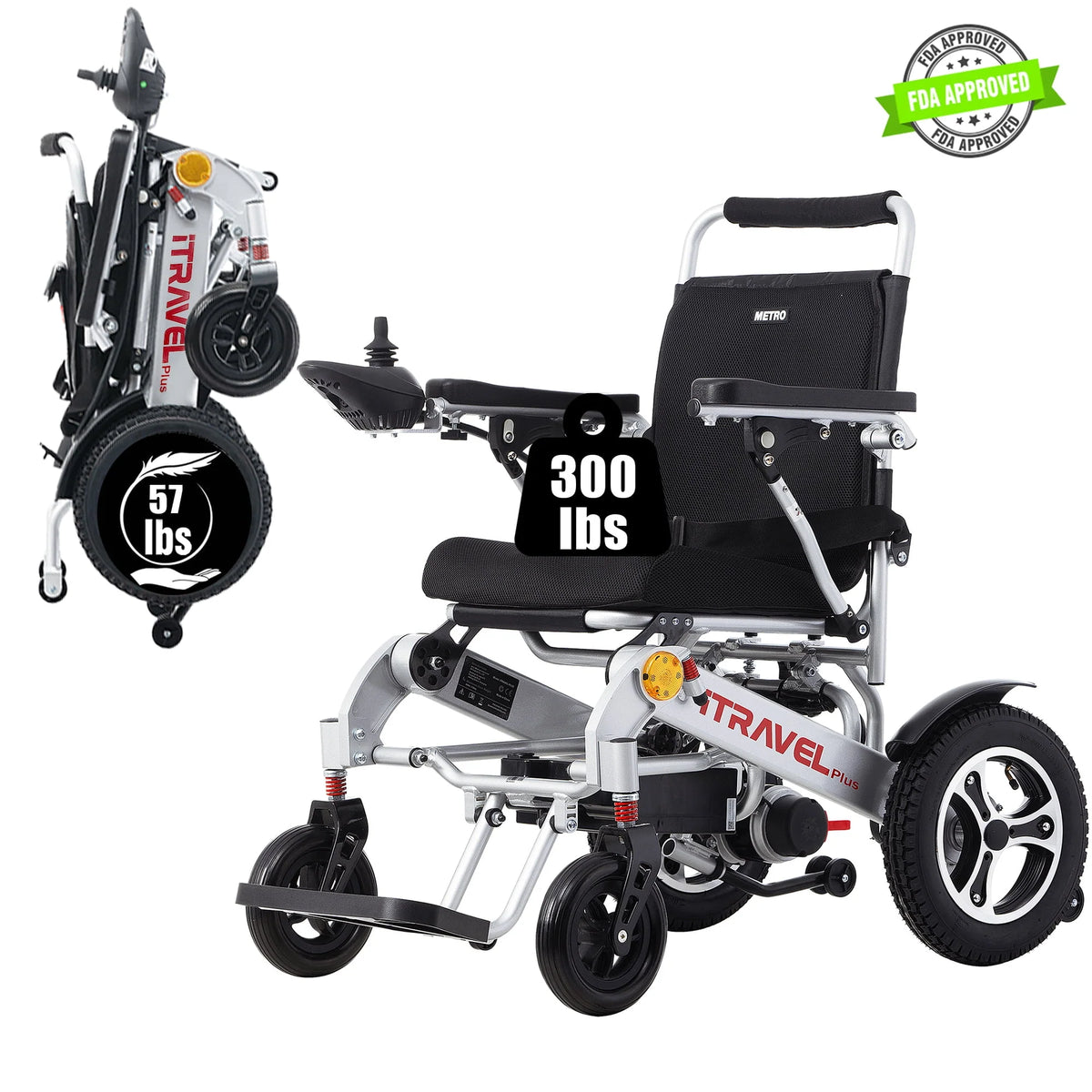 Lightweight Portable Folding Electric Wheelchair with Gel Seat Cushion S184239