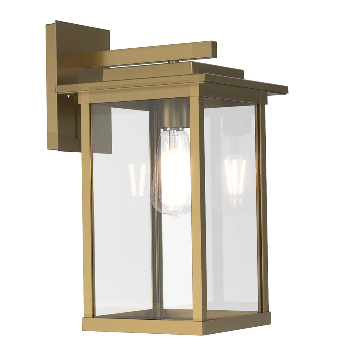 15" Brass Finish Clear Glass Outdoor Wall Light Y151845