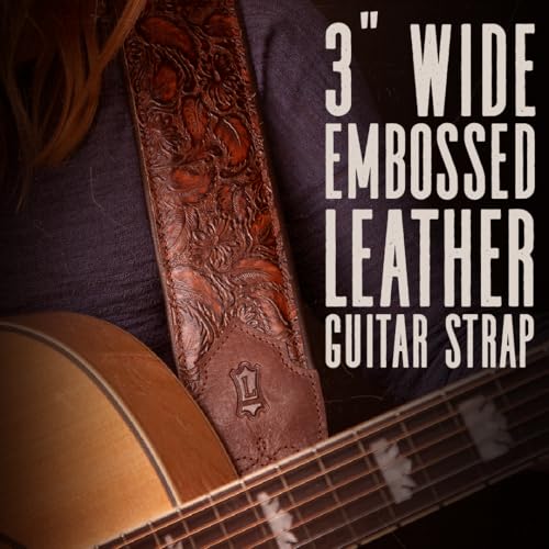 3" Wide Embossed Leather Guitar Strap L964