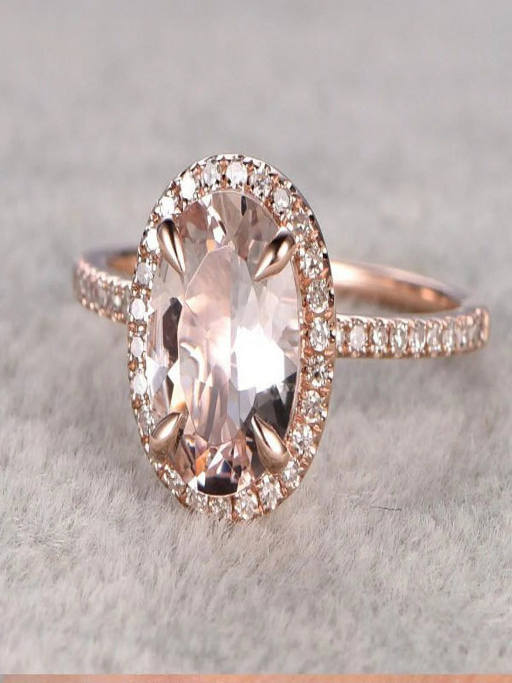 1.25 Carat Peach Pink Morganite and Diamond Engagement Ring in 10k Rose Gold J979
