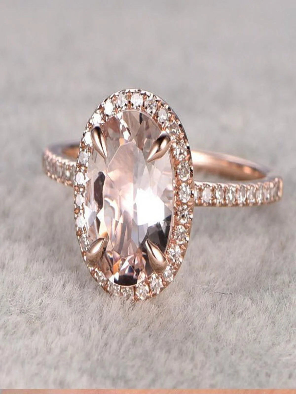 1.25 Carat Peach Pink Morganite and Diamond Engagement Ring in 10k Rose Gold J979