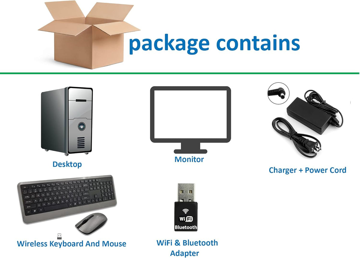 HP 705 G2 Desktop PC AMD Pro A4-8350B R5 Processor, 8GB Ram, 256 GB M.2 SSD, WiFi & Bluetooth, Wireless Keyboard Mouse, 27 Inch LED Monitor, Windows 10 I5681