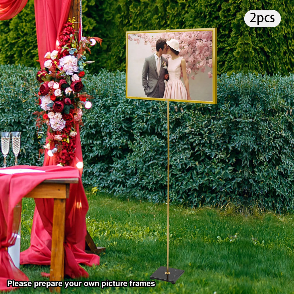 63" Tall Metal Easel 2Pcs Floor Wedding Gold Easel Stand with Marble Base T120