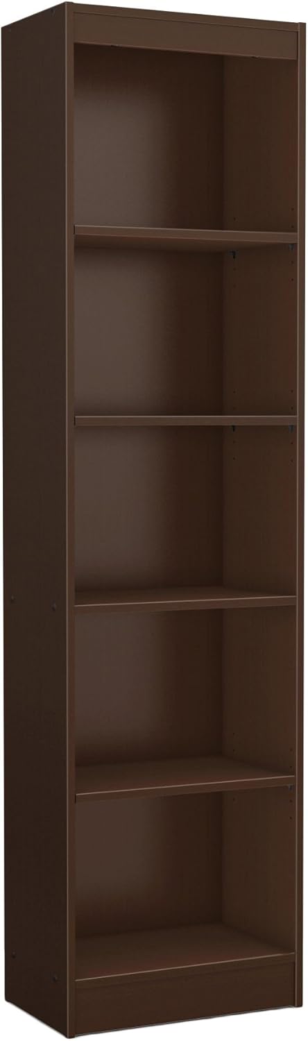 Pure Black 5-Shelf Narrow Bookcase D8922
