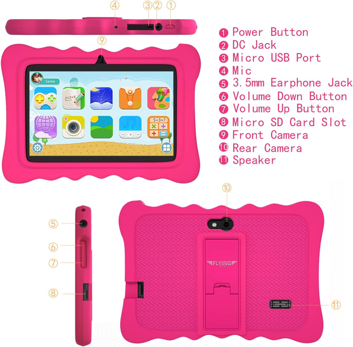 2 Pack Pink Kids Tablet with Kid-Proof Case K3357