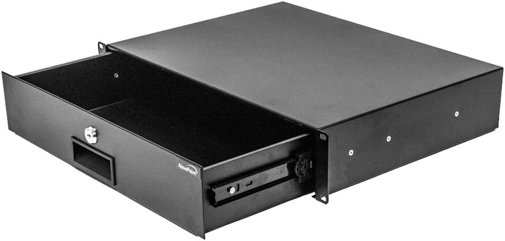 2U Black Rack Mount Drawer with Lock and Key A457