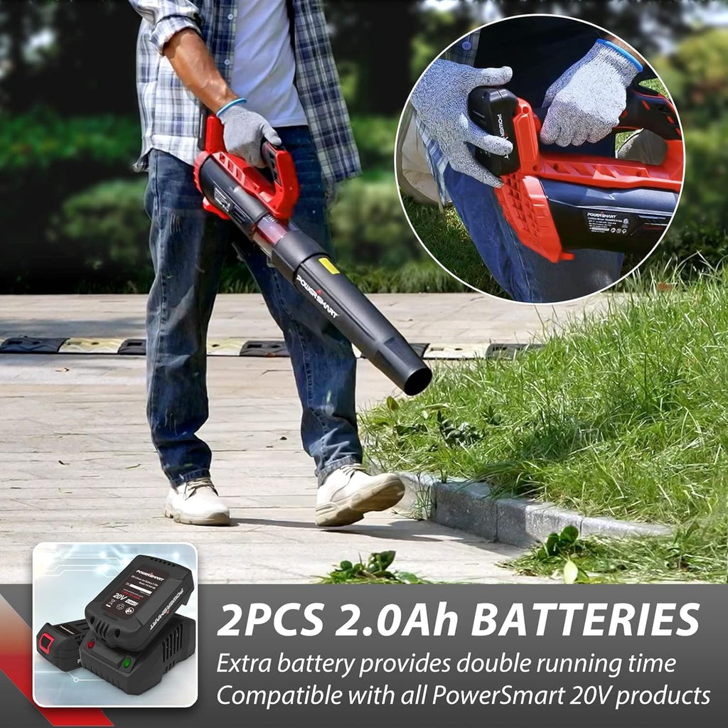 Cordless 20V Electric Leaf Blower with 2 X 2.0 Battery & Charger, 350CFM 85MPH X785