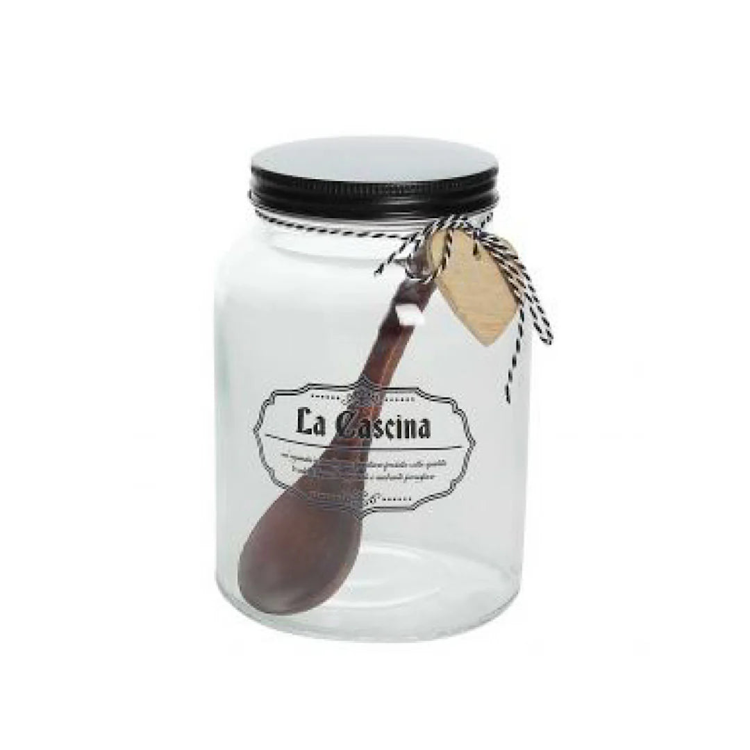 Glass Jar with Lid and Spoon I5297