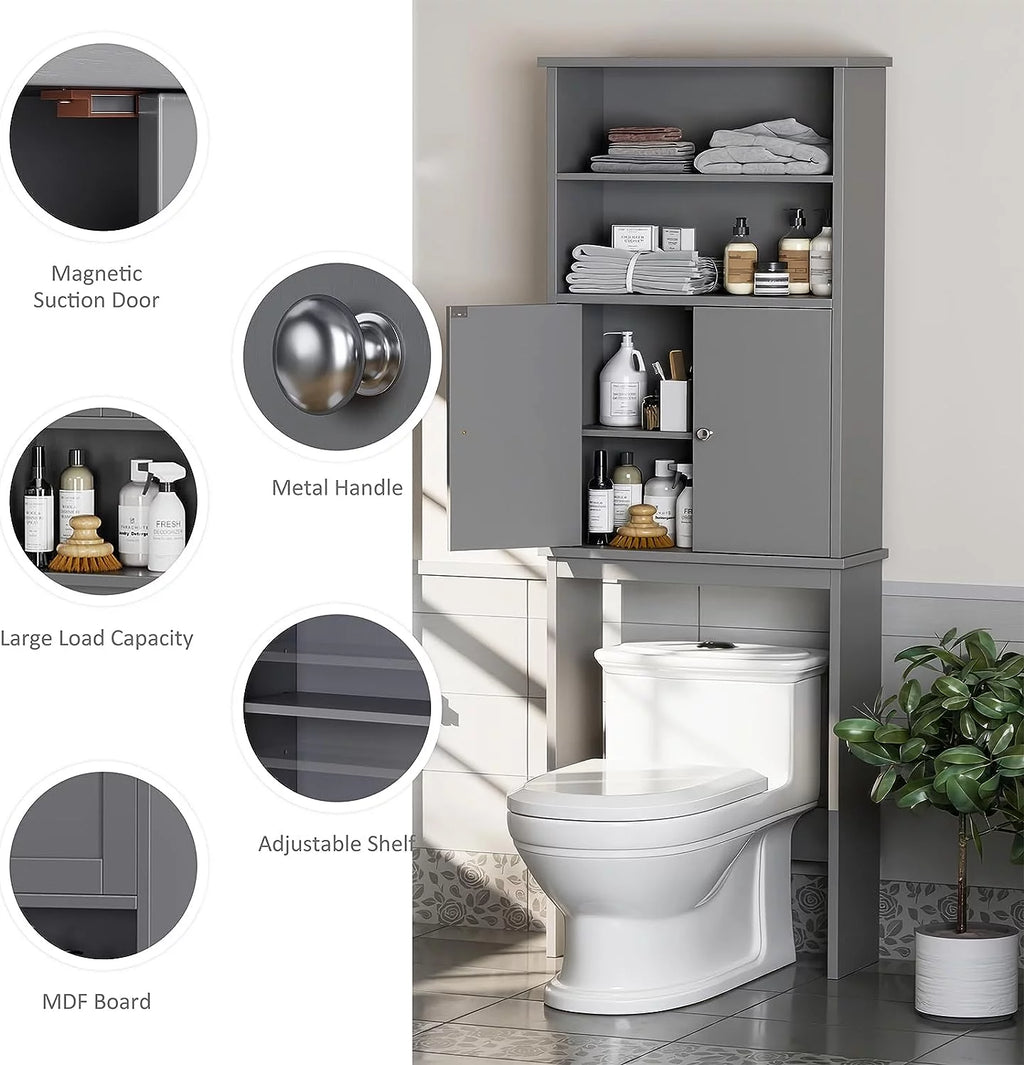 Over The Toilet Storage Cabinet with Adjustable Shelf, 75in, Gray R566755