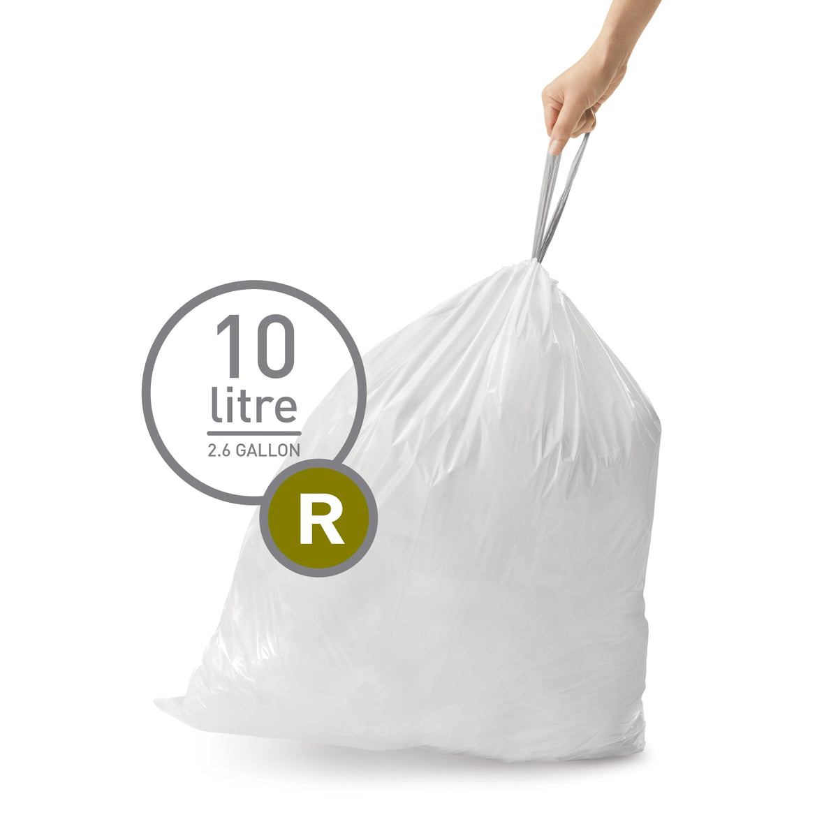 White Drawstring Trash Bags, 100 Count, 10 Liter / 2.6 Gallon O380324