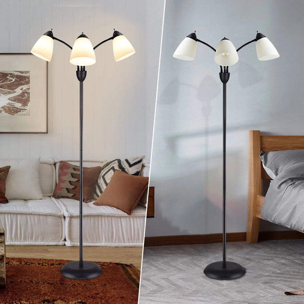Black Tree Floor Lamp with 3 Adjustable Rotating Lights T113