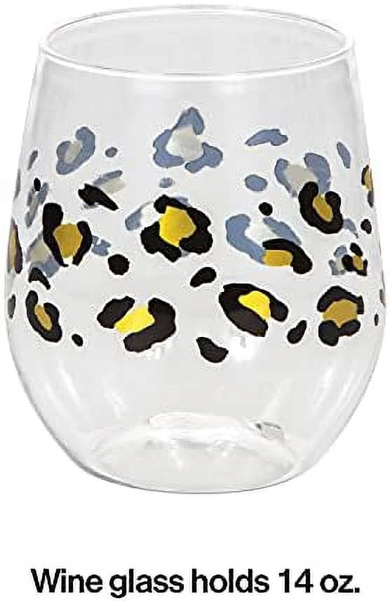 Leopard Stemless Wine Glass, 6 Ct F168943