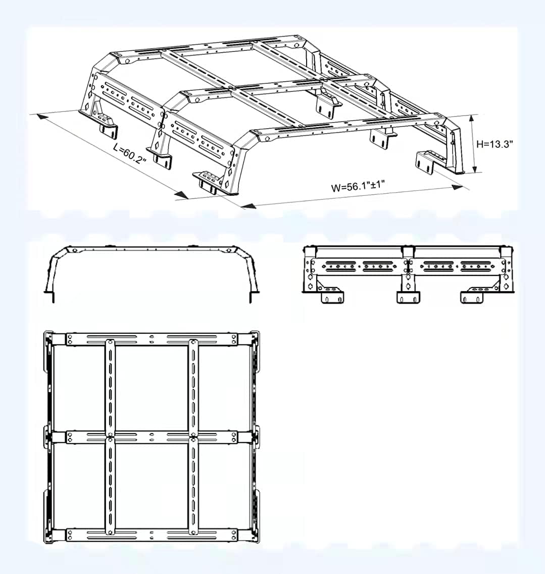 Adjustable Truck Bed Rack Cargo Carrier L6563