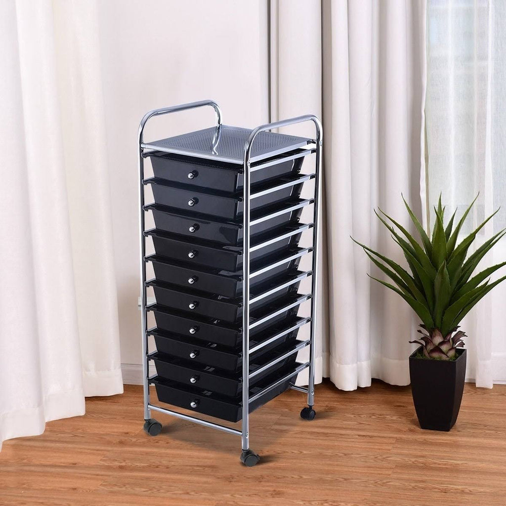Yellow 10 Drawer Rolling Storage Cart W758554