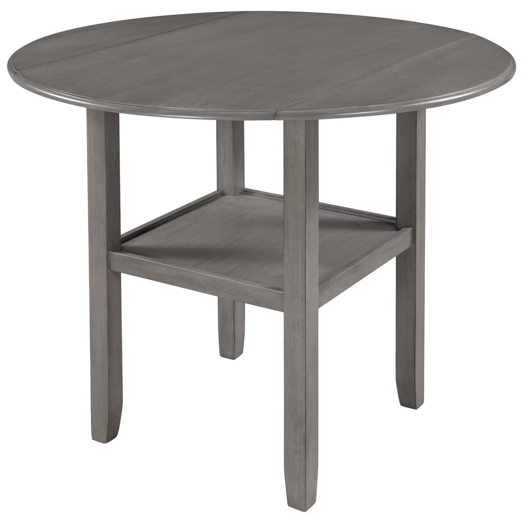 Round Drop Leaf Kitchen Dining Table with Shelf J3322